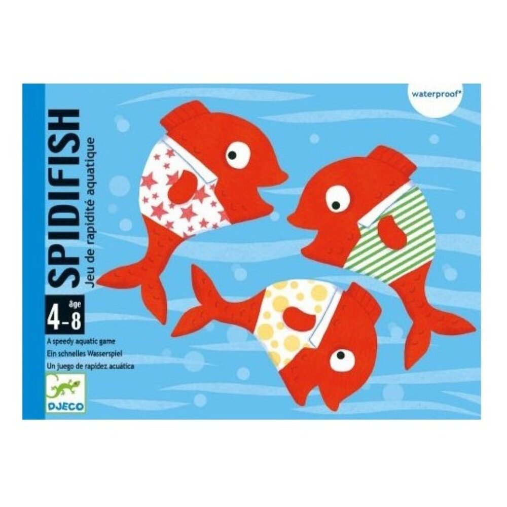 Djeco Waterproof Speed Card Game Spidifish (Multilingue) For Age 4+ New Sealed